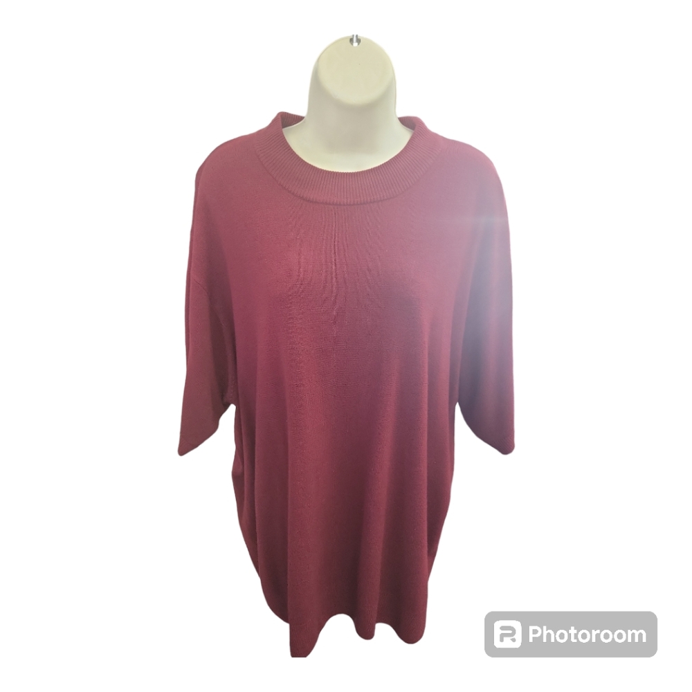 Vintage Sag Harbor Burgandy/Maroon Short Sleeve Sweater Top XL - 2X